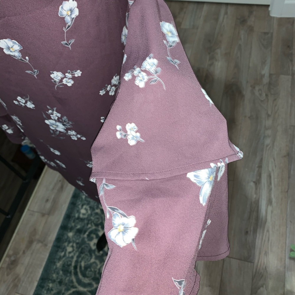 Purple Ruffle Sleeve Floral Mini 💝 - Picture 8 of 8